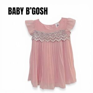 035 Baby B’Gosh Pink Lace-Trim Pleated Girls' Dress